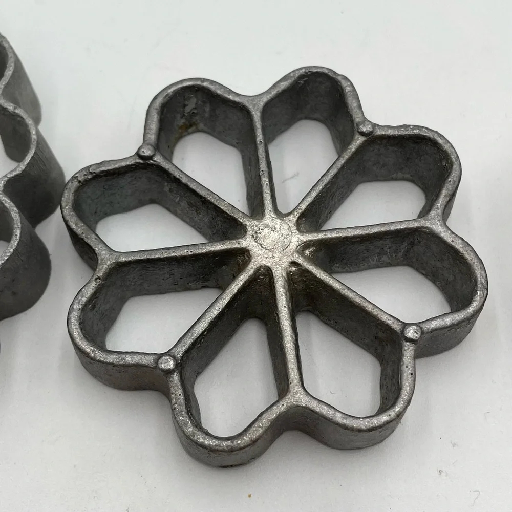 Vintage Rossettes Cookie Irons Christmas Tree Bunny Flowers No Handle 6pcs